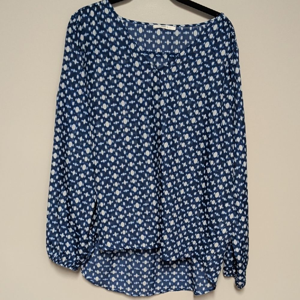 Elegant Navy Polka Dot Blouse